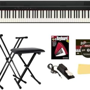 Roland GO-88PX 88-Key Digital Piano Bundle with Adjustable Stand, Bench, Sustain Pedal, Instructional Book, Austin Bazaar Instructional DVD, and Polishing Cloth